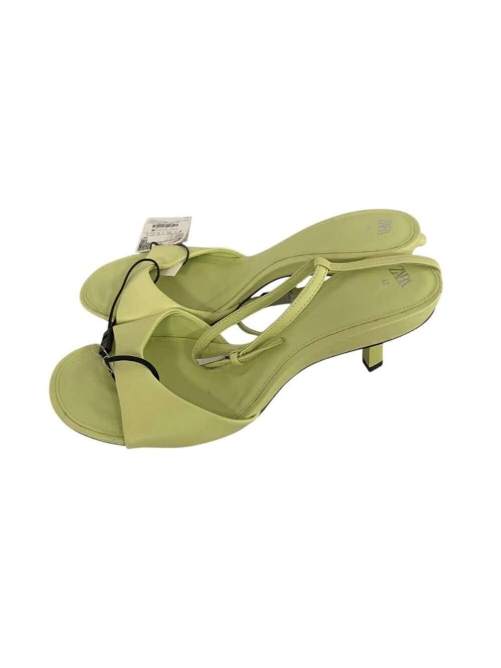 Zara Womens Heeled Sandals EU 42 US 11 Lime Green Ankle Straps 3364/110 NWT